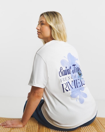 White Saint Tropez Back Graphic T-Shirt