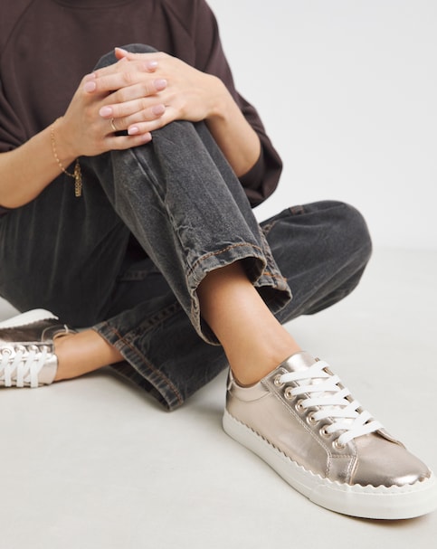 Janey Scalloped Edge Lace Up Trainer - Extra Wide Fit (EEE)