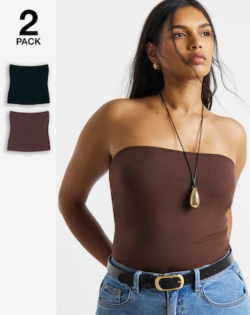 Black 2 Pack Bandeau Tops