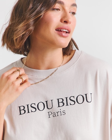Simply Be Ecru Bisou Bisou Graphic T-Shirt