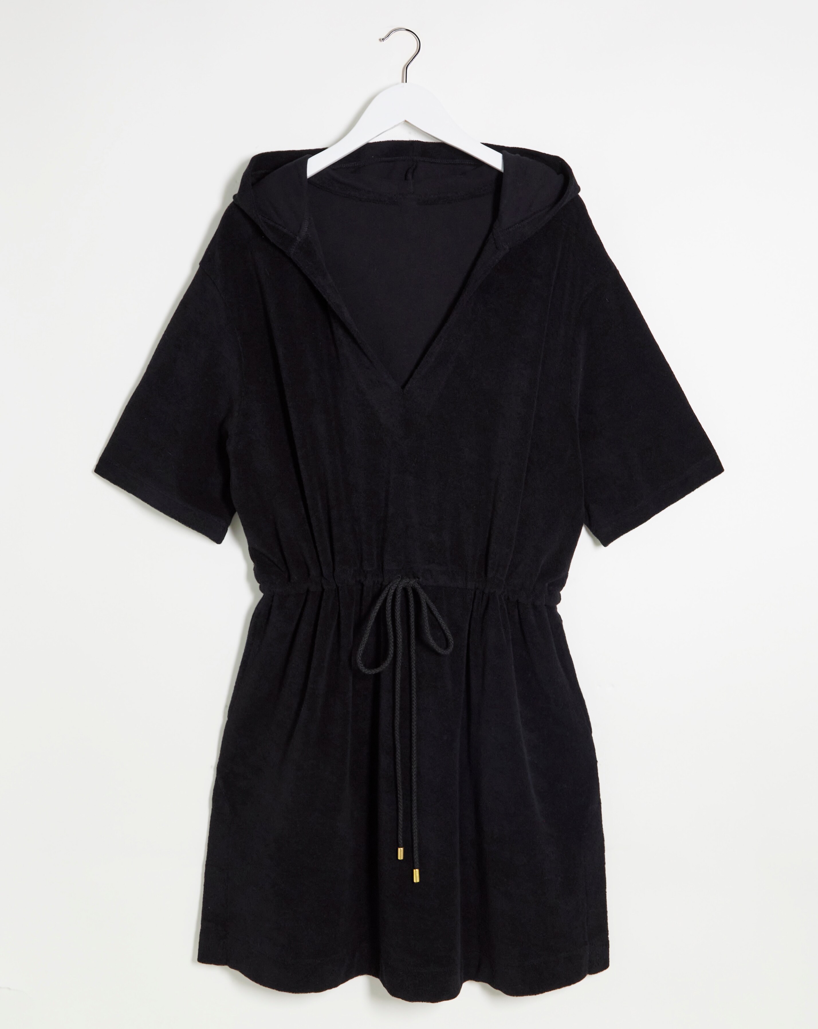 Black Cotton Towelling Poncho