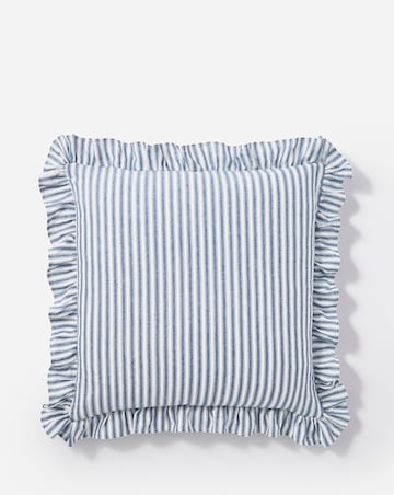 Sylvia Ruffled Stripe Cushion - Blue