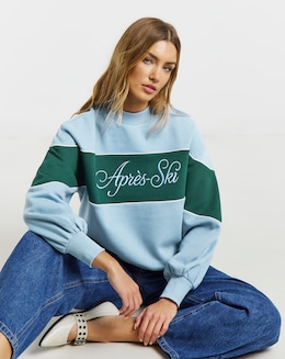 Simply Be Blue Apres Ski Graphic High Neck Sweatshirt