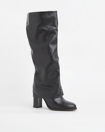 Lauretta Leather Gaiter Platform Heeled Boots Wide E Fit Curvy Calf