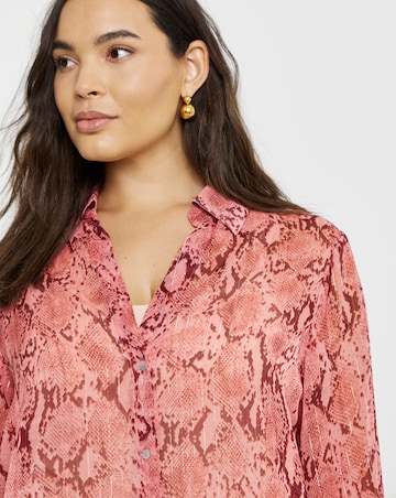 Pink Snake Crinkle Georgette Blouse