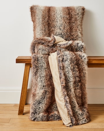 Striped Animal Plush Faux Fur Throw