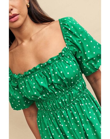 Nobody's Child Green Polka Dot Midi Dress