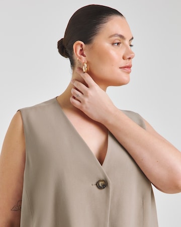Neutral Soft Twill Longline Waistcoat