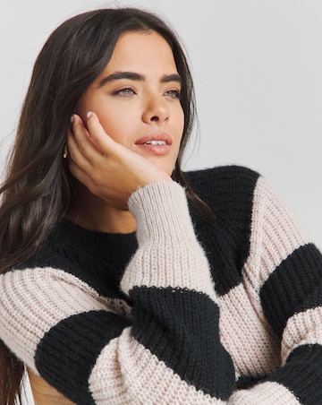 Simply Be Monochrome Stripe Fluffy Jumper
