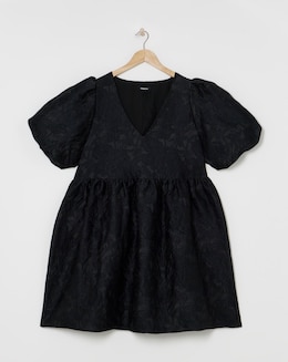 Black Jacquard Smock Dress