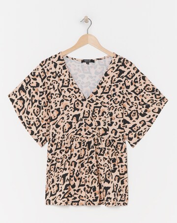 Leopard Print Supersoft Wrap Peplum Top