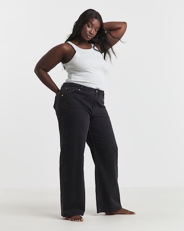 Simply Be 99 1 Black Comfort Stretch Slouchy Wide Leg Jeans