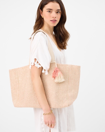 Accessorize Woven Metallic Beach Bag