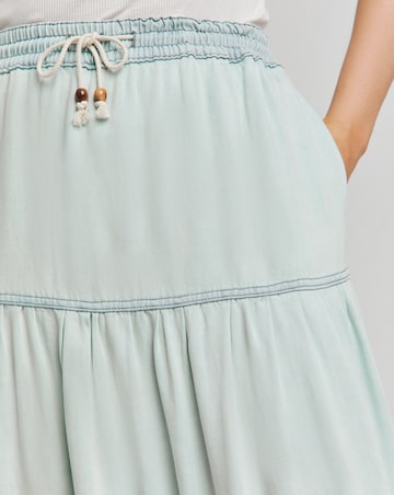 Simply Be Lightweight Denim Light Blue Tiered Maxi Skirt