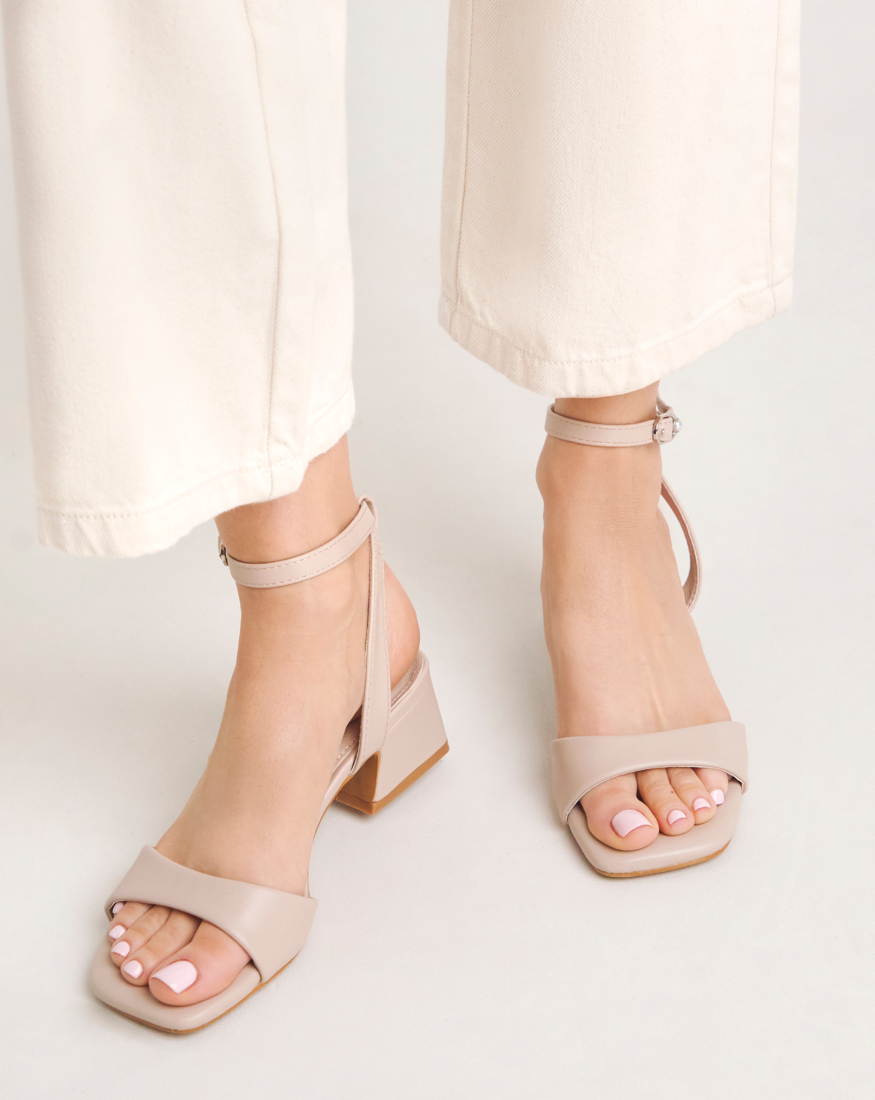 Amber Barely There Low Block Heel Sandals Wide E Fit | Simply Be