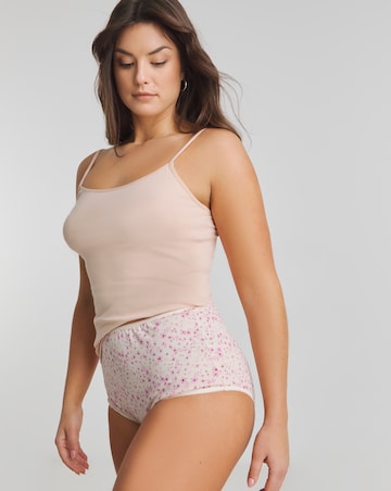Pretty Secrets (7 Pack) Cotton Full Fit Brief Knickers Beige/Pink Floral