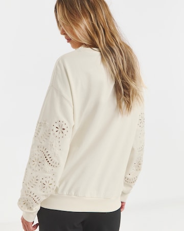 Simply Be Ecru Cut Work Sleeve Sweatshirt