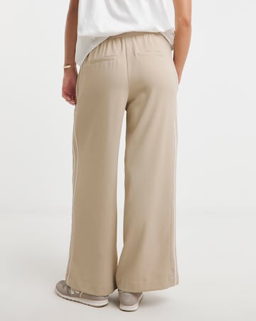 Neutral Contrast Waist Side Stripe Wide Leg Trouser