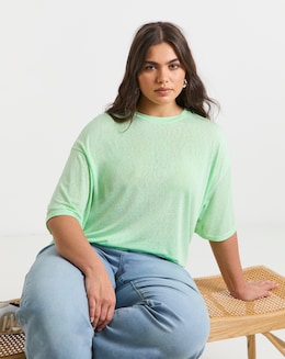 Simply Be Green Pure Cotton Slouchy T-Shirt