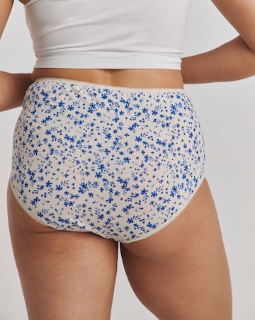 Pretty Secrets (7 Pack) Cotton Full Fit Brief Knickers Blue Floral