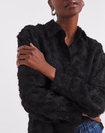 Simply Be Black Textured Fluffy Shirt