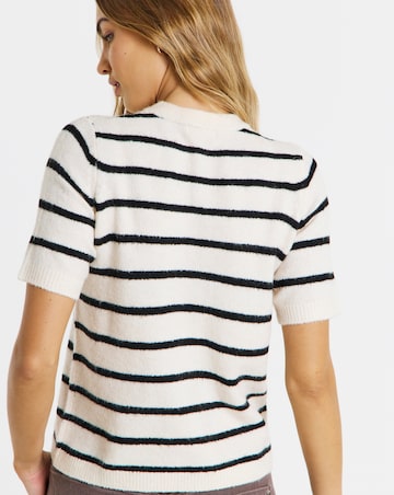 Simply Be Stripe Short Sleeve Cardigan
