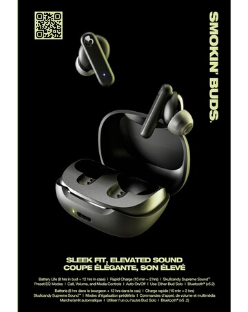 Skullcandy Smokin' Buds True Wireless Earbuds - True Black