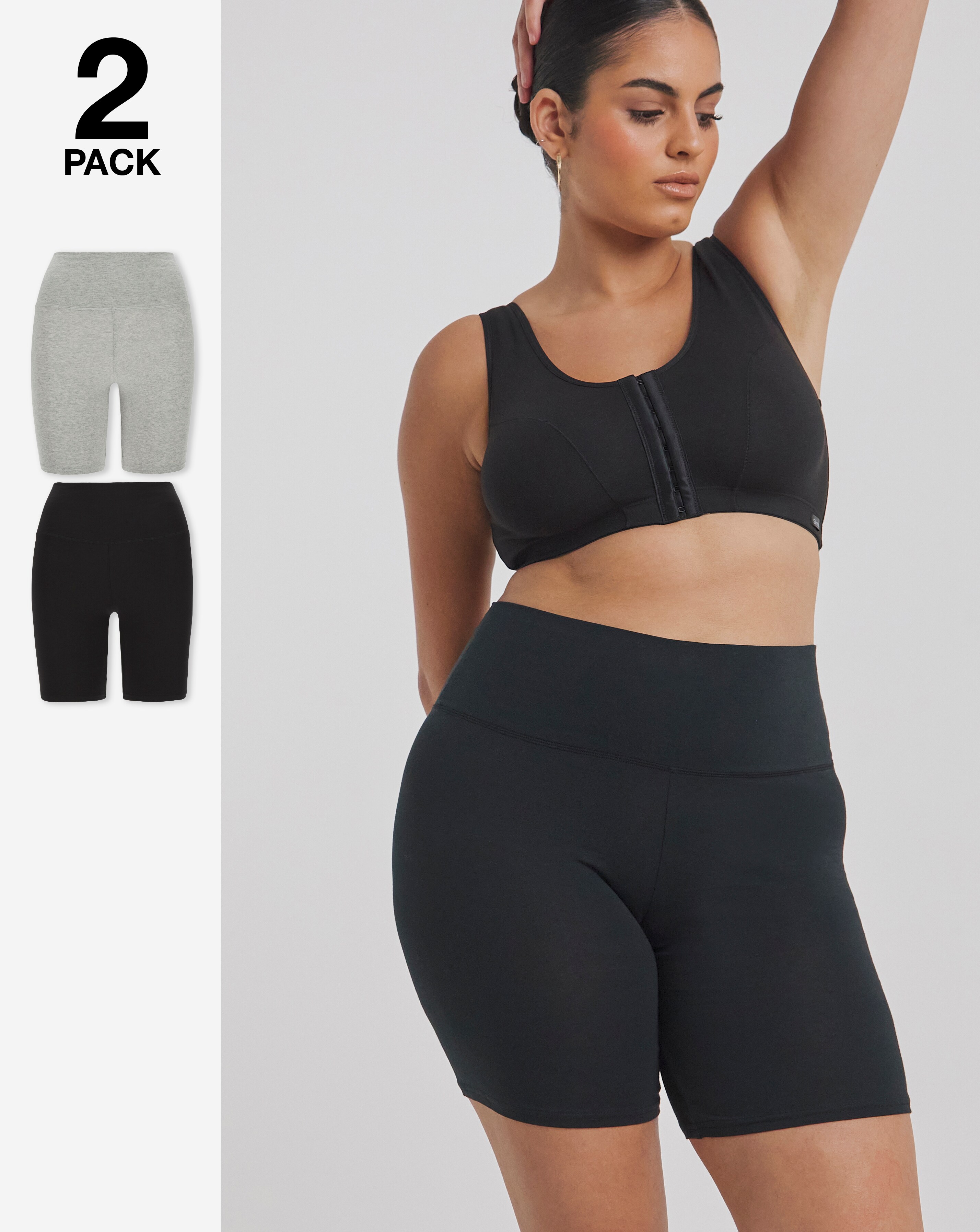 Pretty Secrets (2 Pack) Cotton Comfort Shorts Black/Grey