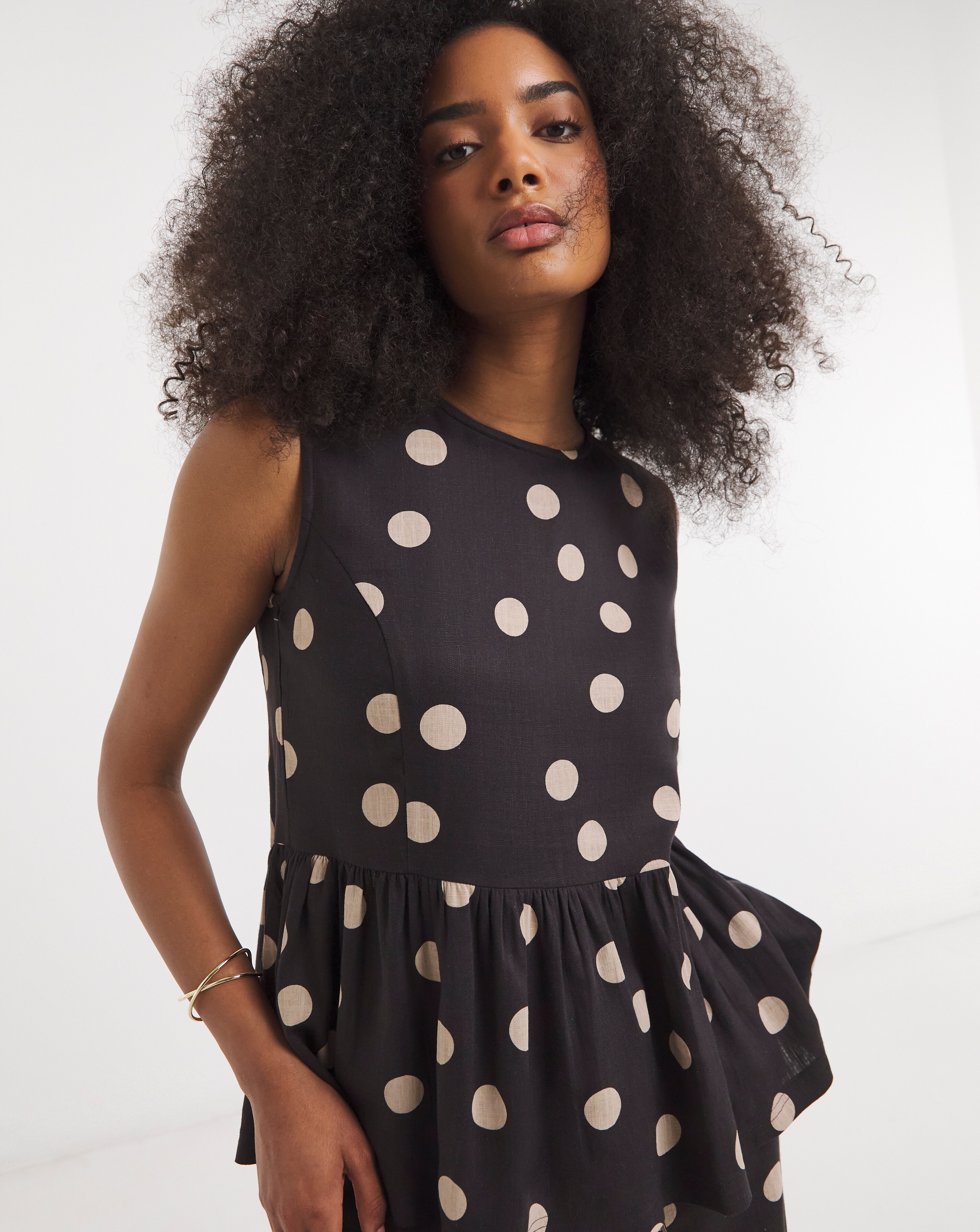 Simply Be Chocolate Spot Print Peplum Shell Top | Simply Be