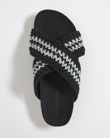 Ines Crochet Crossover Footbed Sandals - Wide Fit (E)