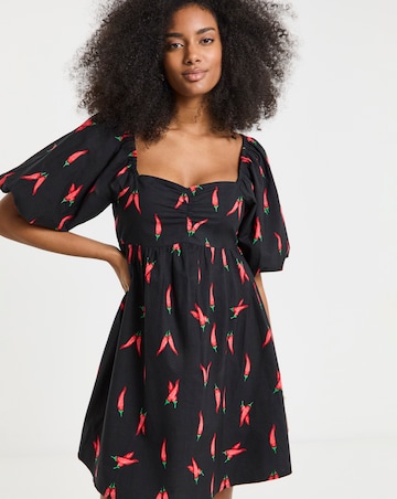 Simply Be Chilli Print Cotton Poplin Skater Dress
