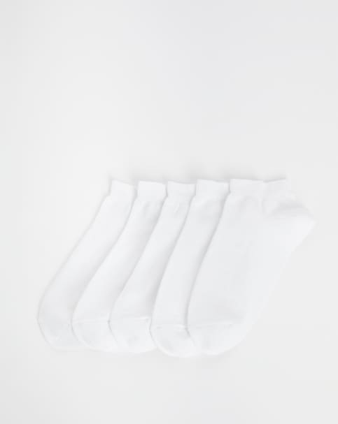 Pretty Secrets (5 Pair Pack) Super Value Trainer Liner Socks (Wide Fit) White