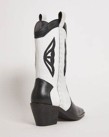 Dolly Leather Wing Detail Western Cowboy Boots Wide E Fit Standard Calf