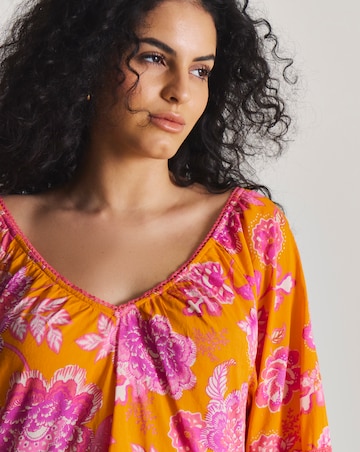 Figleaves Contrast Floral Tiered Mini Beach Dress