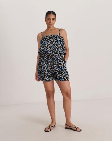 Ditsy Floral Shirred Bandeau Beach Playsuit