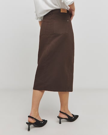 Chocolate Midi Split Hem Skirt
