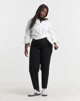 Black Broderie Detail Barrel Leg Jeans