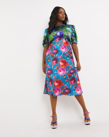 Hope & Ivy Mixed Print Satin Tea Dress