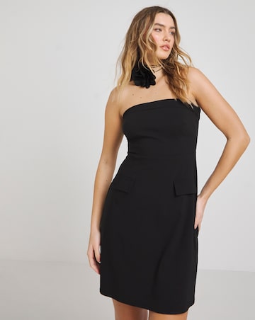 Black Utility Stretch Bandeau Mini Dress