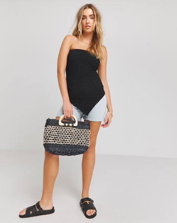 Black Textured Bandeau Top