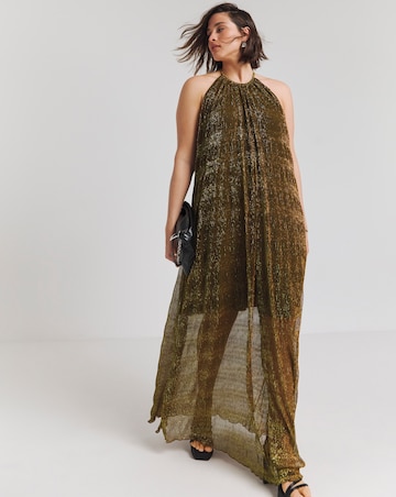 Bronze Foil Trapeze Maxi Dress