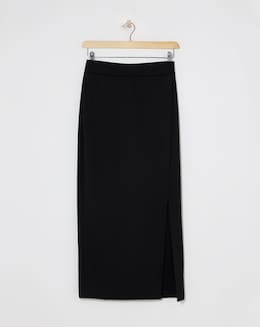 Black Ponte Wrap Midaxi Skirt