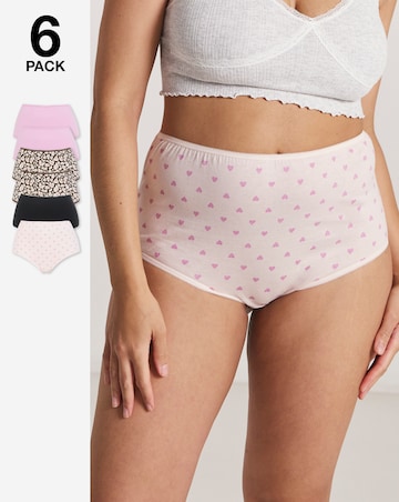 Pretty Secrets (6 Pack) Cotton Full Fit Brief Knickers