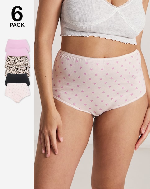 Pretty Secrets (6 Pack) Cotton Full Fit Brief Knickers