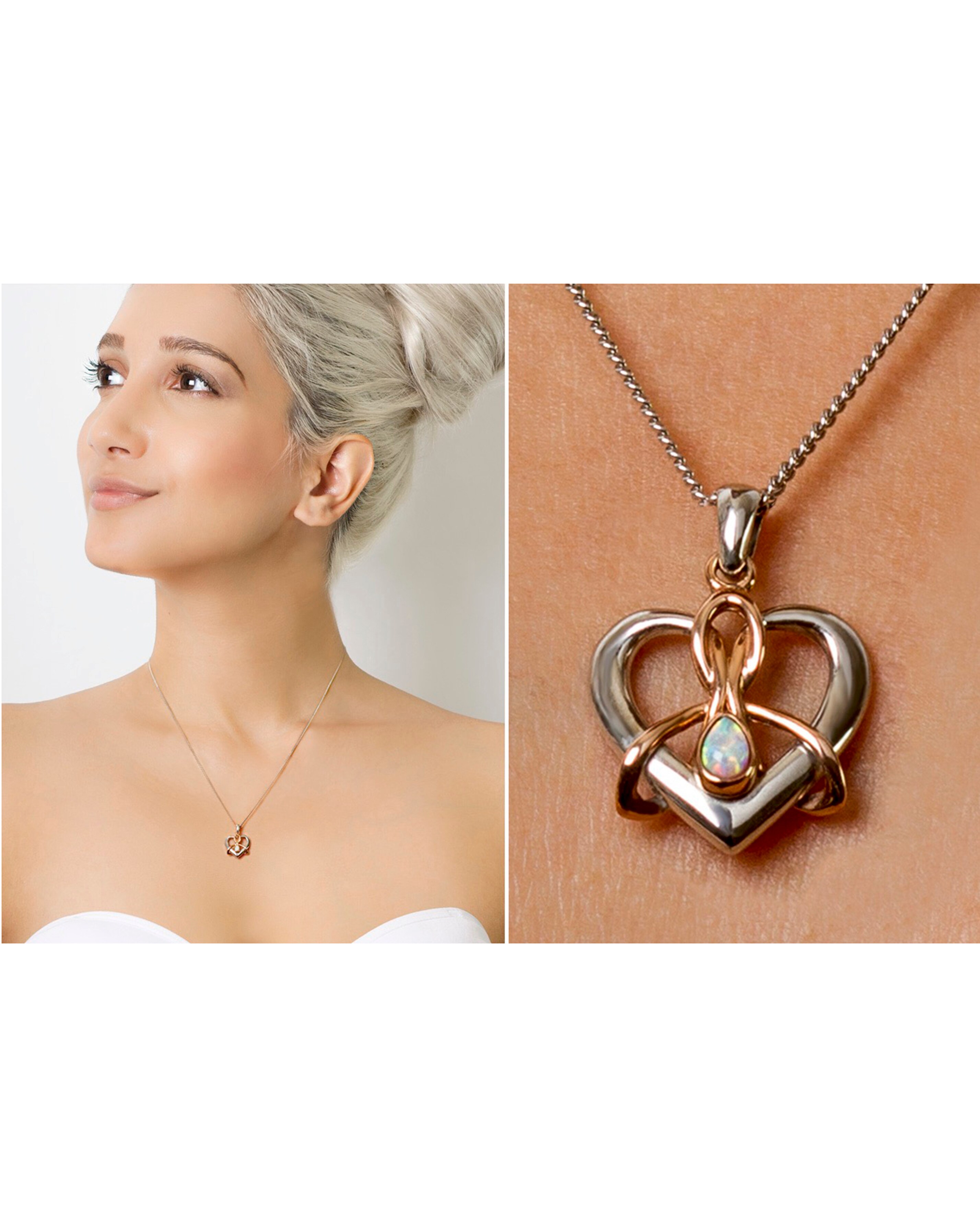 Clogau Sterling Silver and 9 Carat Rose Gold Dwynwen Heart Pendant Simply Be