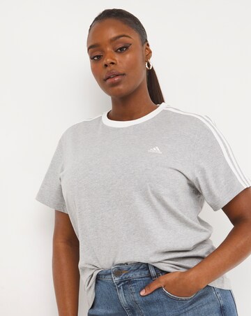adidas 3 stripes t shirt grey
