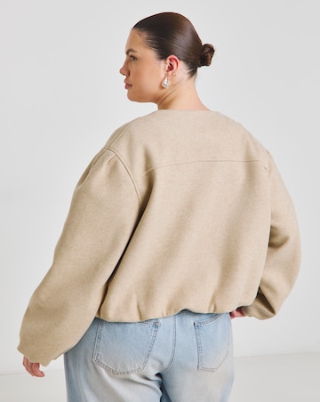 Simply Be Neutral Bubble Hem Round Collar Jacket
