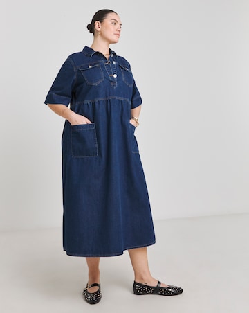 white christmas dresses CurveWow Denim Belted Midaxi Shirt Dress Black Wash – Curvewow