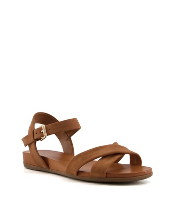 Dune London Cross Strap Comfort Nubuck Sandals Wide Fit