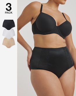 MAGISCULPT (3 Pack) Firm Control Tummy Control Midi Knickers Black/White/Almond
